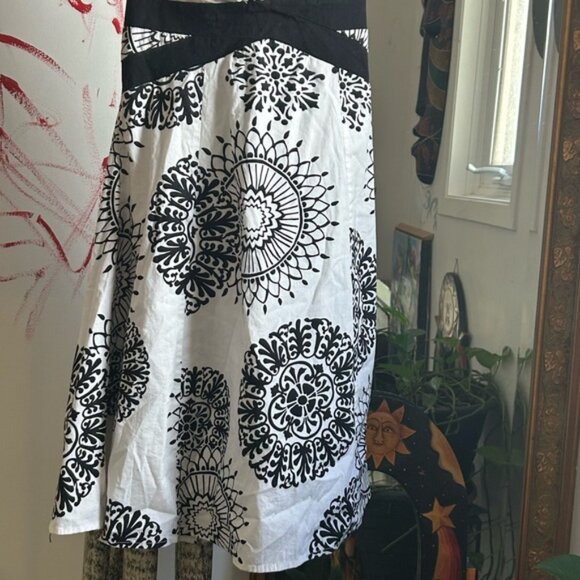 Elegant Black and White Patterned Halter Dress Medium by Majora - Picture 5 of 16